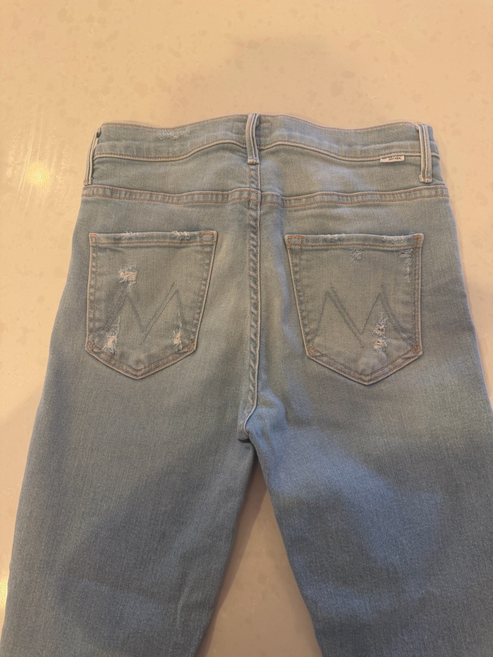 MOTHER Light Blue Ripped Flare Jeans - Picture 2 of 3